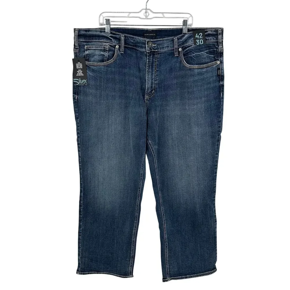 Silver Jeans Co Gordie Relaxed Fit Straight Jeans in Indigo Size 42x30